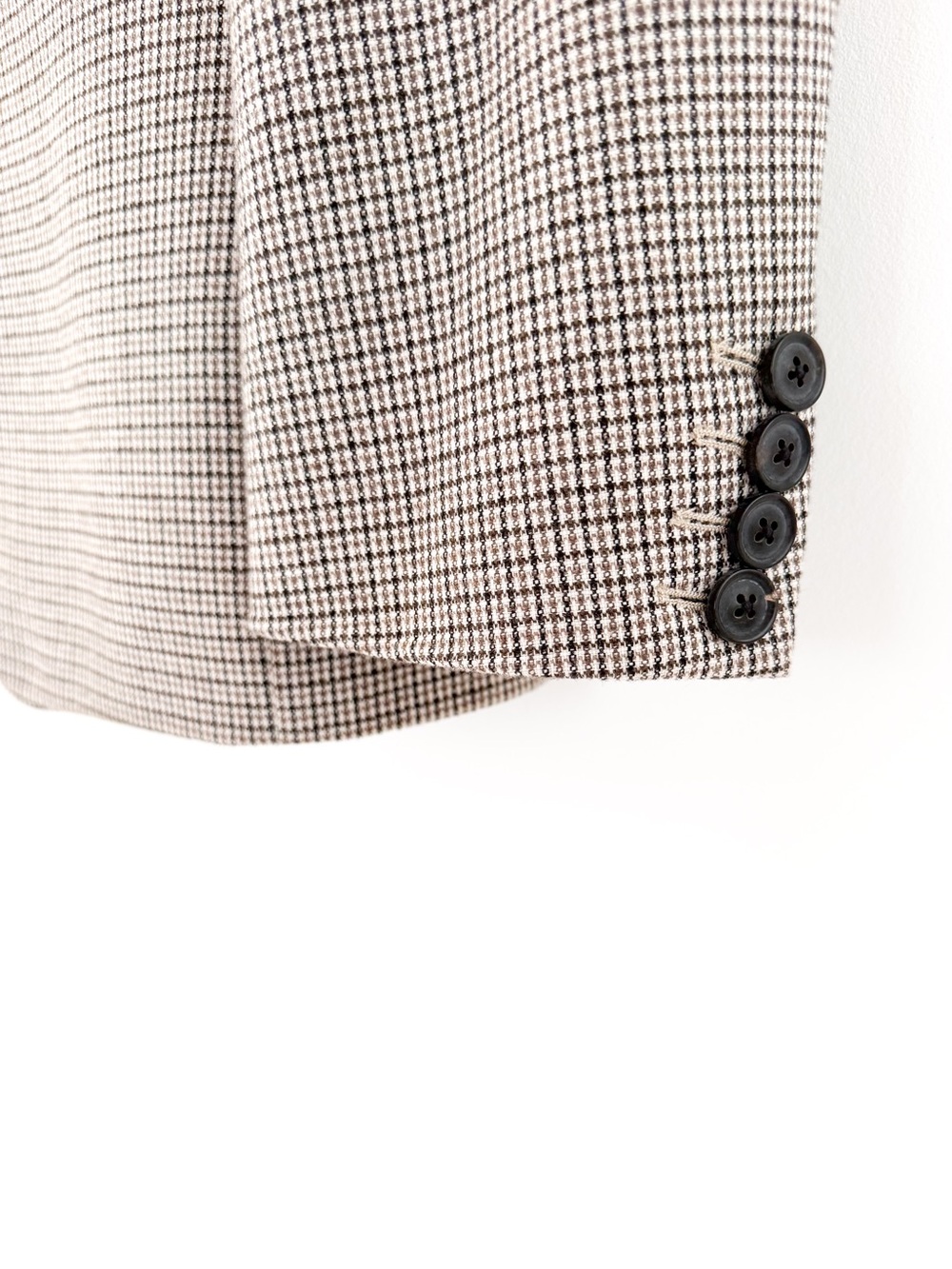 NEW Reiss Men's Plaid Cotton - Wool Houndstooth Blazer Beige Brown 38R Jacket - Picture 5 of 16